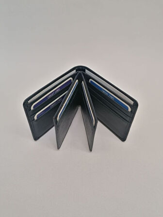 NBM ERTG 1022 HAKIKI DERI EKSTRA KARTLIK BOLMELI YATAY CUZDAN-Lacivert