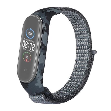 Gpack Xiaomi Mi Band 5 Kordon Kumaş CırtCırt Kamuflaj Desenli