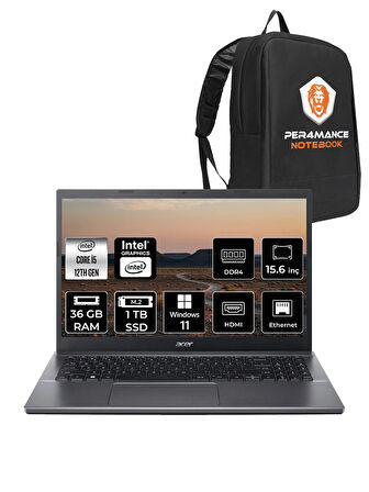 Acer Extensa 15 EX215-55 i5-1235U 36GB RAM 1TB SSD 15.6'' FHD W11H Dizüstü Bilgisayar & PER4 ÇANTA