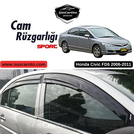 Honda Civic FD6 2006-2011 Uyumlu Mugen Cam Rüzgarlığı Seti Piano Black 4'lü İthal