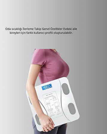 Bluetooth Akıllı Tartı – 8 Fonksiyonlu Dijital Baskül, 180 kg Kapasiteli
