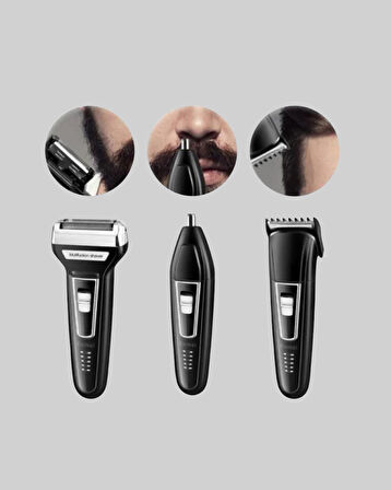 İnsua 3’lü Tıraş Makinesi – 3 Farklı Kesim Başlığı, Güçlü Motor, 60 Dakika Kullanım