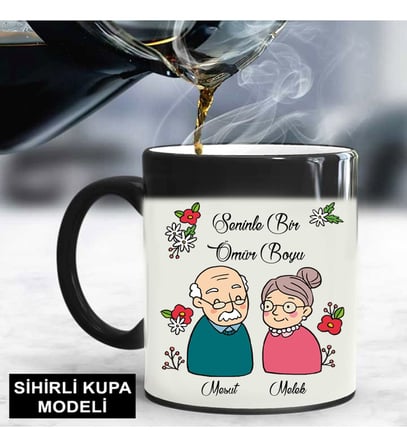 Seninle Bir Ömür Boyu Temalı Sihirli Kupa Bardak