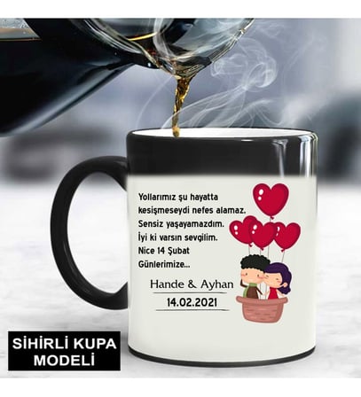 Sevgililere Özel Sihirli Kupa Bardak