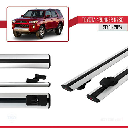 Toyota 4Runner (N280) 2010-2024 Arası ile Uyumlu BASIC Model Ara Atkı Tavan Barı Gri 2 Adet