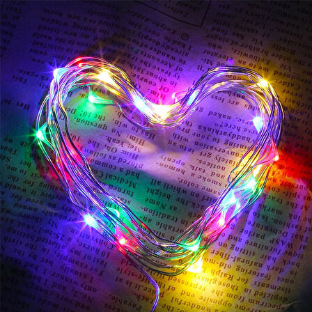 Pilli Renkli Peri Led Işık Dekoratif Aydınlatma 5 Metre RGB Led (5314)