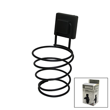 SİYAH - METAL FÖNLÜK FÖN MAKİNE ASKISI KARE MACUN YAPIŞKANLI10X11X15CM (5314)