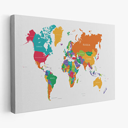 Harita Sepeti Dünya Haritası Dekoratif Kanvas Tablo 1095