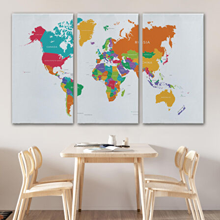 Harita Sepeti Dünya Haritası Dekoratif Kanvas Tablo 1095