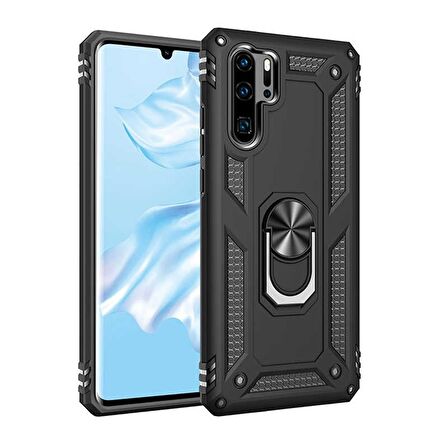 Smcase Huawei P30 Pro Vega Yüzüklü Tank Kapak Kılıf  Tam Kapatan Cam