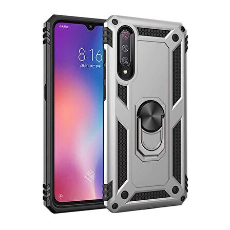 Smcase Xiaomi Mi9 Kılıf Vega Yüzüklü Tank Kapak   Nano Ekran Koruyucu