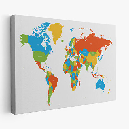 Harita Sepeti Dünya Haritası Dekoratif Kanvas Tablo 1096