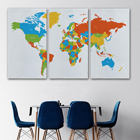 Harita Sepeti Dünya Haritası Dekoratif Kanvas Tablo 1096