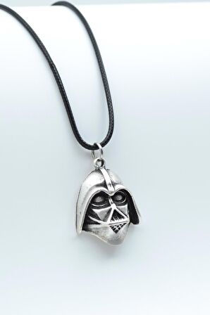 Star Wars - Darth Vader Kolye Deri İp Kolye Gümüş Kaplama Erkek Kadın Kolye