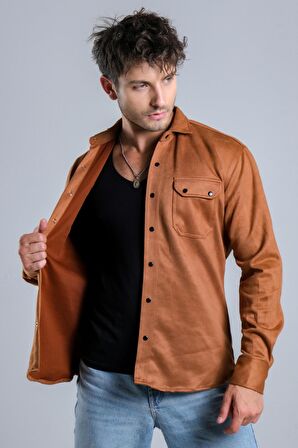 Çift Cep Kapaklı Mevsimlik Süet Gömlek XC U16463