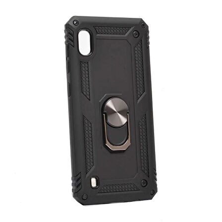 Smcase Samsung Galaxy M10 Kılıf Vega Yüzüklü Tank Kapak   Nano Ekran Koruyucu