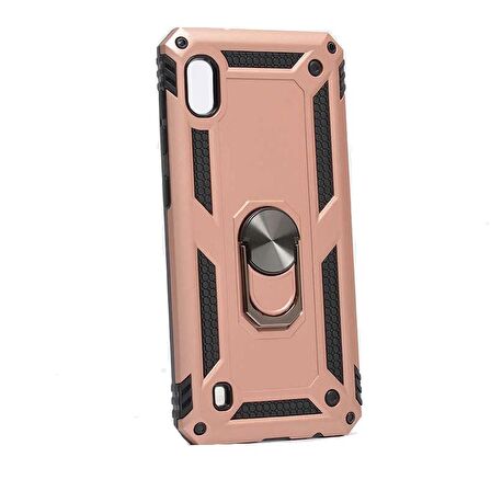 Smcase Samsung Galaxy M10 Kılıf Vega Yüzüklü Tank Kapak   Nano Ekran Koruyucu