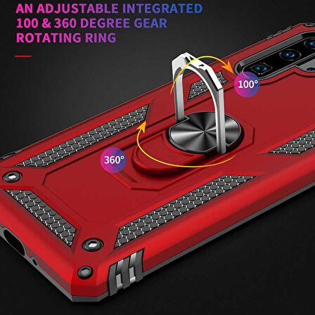 Smcase Samsung Galaxy M10 Kılıf Vega Yüzüklü Tank Kapak   Nano Ekran Koruyucu