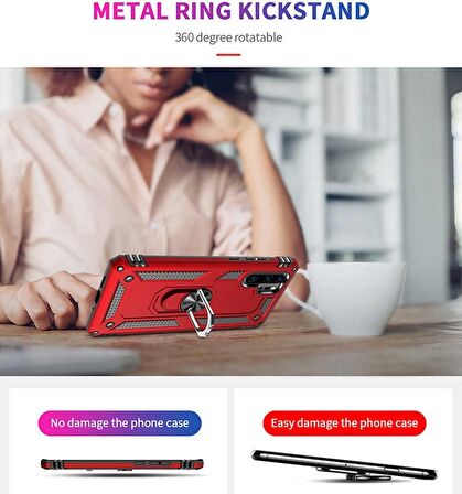 Smcase Samsung Galaxy M10 Kılıf Vega Yüzüklü Tank Kapak   Nano Ekran Koruyucu
