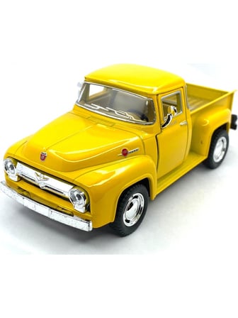 Kinsmart 1956 Ford F - 100 Pickup Çek Bırak 5inch. Lisanslı Model Araba, Oyuncak Araba 1:38 Sarı