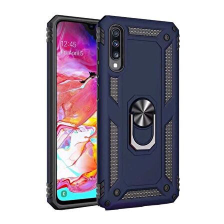 Smcase Samsung Galaxy A70 Kılıf Vega Yüzüklü Tank Kapak   Nano Ekran Koruyucu