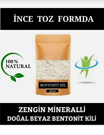 BENTONİT KİL 100 GR İNCE TOZ FORMDA KIRIK BEYAZ DOĞAL BENTONİT KİLİ.