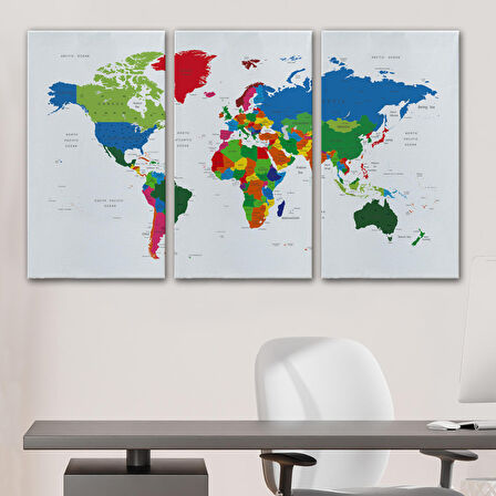 Harita Sepeti Dünya Haritası Dekoratif Kanvas Tablo 1097