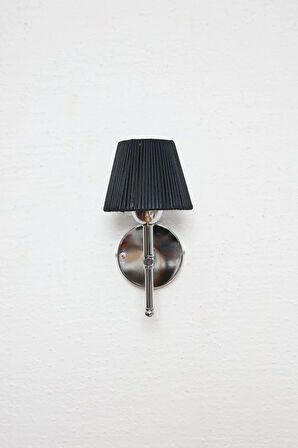 Siyah Deri Alt Gümüş Metal Duvar Aydınlatması Kablosuz Pilli Ledli Aplik