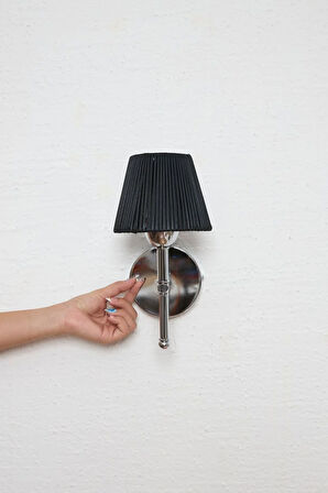 Siyah Deri Alt Gümüş Metal Duvar Aydınlatması Kablosuz Pilli Ledli Aplik