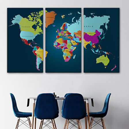 Harita Sepeti Dünya Haritası Dekoratif Kanvas Tablo 1098