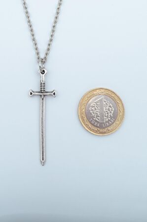 2'li Savaşçı Kılıç Erkek Kadın Kolye Seti 925 Ayar Gümüş Kaplama