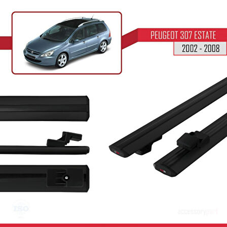 Peugeot 307 SW 2002-2008 Arası ile Uyumlu BASIC Model Ara Atkı Tavan Barı Siyah 2 Adet
