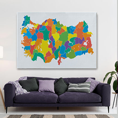 Harita Sepeti Kanvas Türkiye Haritası Dekoratif Tablo 1099