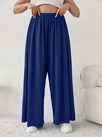 Büyük Beden Viskon Kumaş Lıkralı Yüksek Bel Şalvar