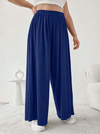 Büyük Beden Viskon Kumaş Lıkralı Yüksek Bel Şalvar