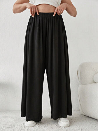 Büyük Beden Viskon Kumaş Lıkralı Yüksek Bel Şalvar