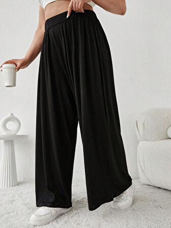 Büyük Beden Viskon Kumaş Lıkralı Yüksek Bel Şalvar