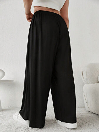 Büyük Beden Viskon Kumaş Lıkralı Yüksek Bel Şalvar