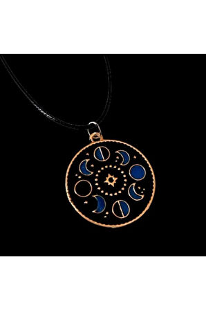 Fosforlu Neon Karanlıkta Parlayan Ay Evreleri Burç Metal Kolye