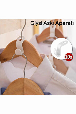 10 Adet Elbise Askısı Bağlantı Kancası | Yer tasarrufu sağlayan askı