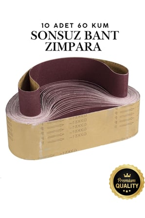 10 Adet Sonsuz Bant Zımpara Kağıdı 75x533 mm - 60 Kum Tank Palet Zımpara Dayanıklı Alüminyum Oksit X-Bez Tabakalı Ahşap ve Metal Zımparalama, Pas Giderme ve Çapak Alma Zımpara Bandı Seti