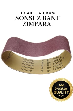 10 Adet Sonsuz Bant Zımpara Kağıdı 75x533 mm - 60 Kum Tank Palet Zımpara Dayanıklı Alüminyum Oksit X-Bez Tabakalı Ahşap ve Metal Zımparalama, Pas Giderme ve Çapak Alma Zımpara Bandı Seti