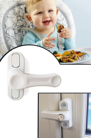 10 ADET Bebek ve Çocuk Güvenlik Kilidi - Pimapen PVC Kapı Pencere Emniyet Kilidi Mandalı - Beyaz