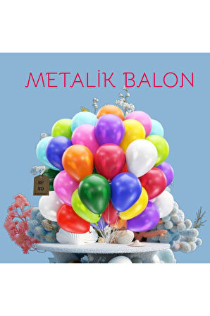 10 ADET BALON DOĞUM GÜNÜ PARTİ SÜS EĞLENCE 11 inç 28 cm METALİK KARIŞIK RENK HEDİYE