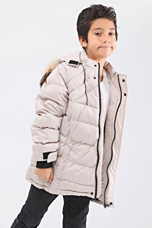 Benittokids Natural Kürklü Erkek Çocuk Kaban Bej 51237T