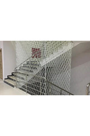 2,50 x 13 Metre Güvenlik Filesi-Kanca-Halat-KALINLIK 6 MM-göz 10 cm- MERDİVEN BALKON Koruma Filesi
