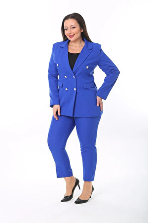 Büyük Beden Dokuma Atlas Kumaş Pantolon Ceket Takım Elbise