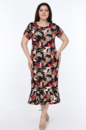 Kısakol Uzun Büyük Beden Elbise 10D-1010