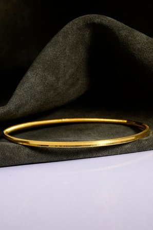 925 Ayar Gümüş Üzeri 22 Ayar Altın Kaplama 10 Gr Düz Ajda Model Oluklu Ajda Kadın Bilezik