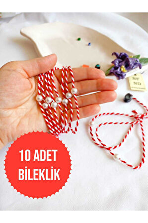 10 ADET İNCİ BONCUKLU MARTENİÇKA BİLEKLİK KREM ŞANS BEREKET ARKADAŞ SEVGİLİ EŞ ÇOCUK HEDİYE